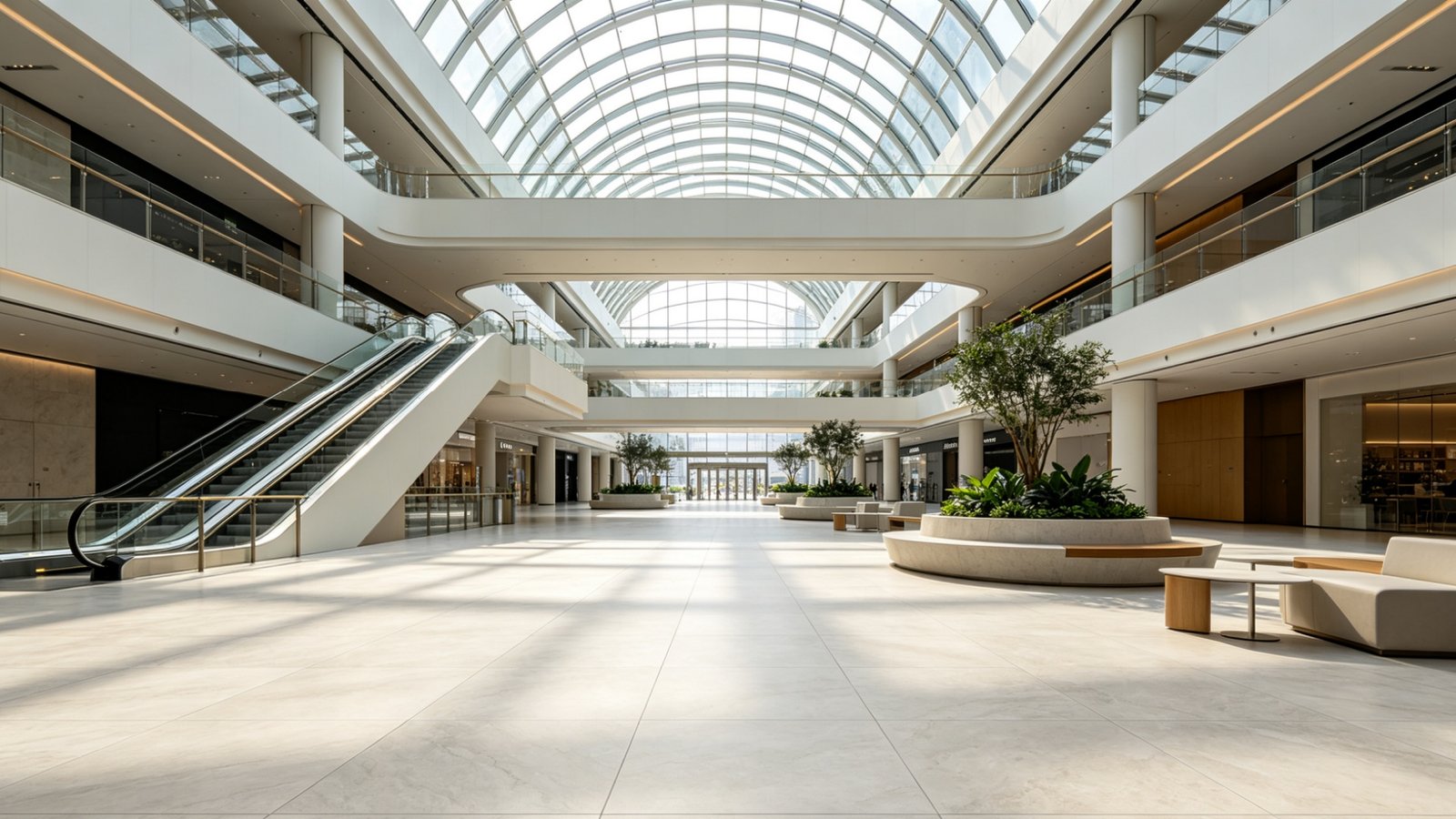 Commercial lobby floor installed with YASIQI large format porcelain tiles