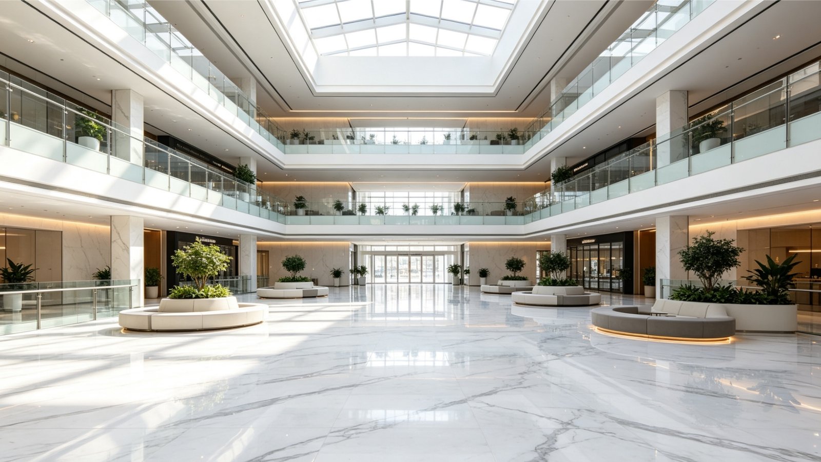 Polished Calacatta and Statuario marble look porcelain tile finish