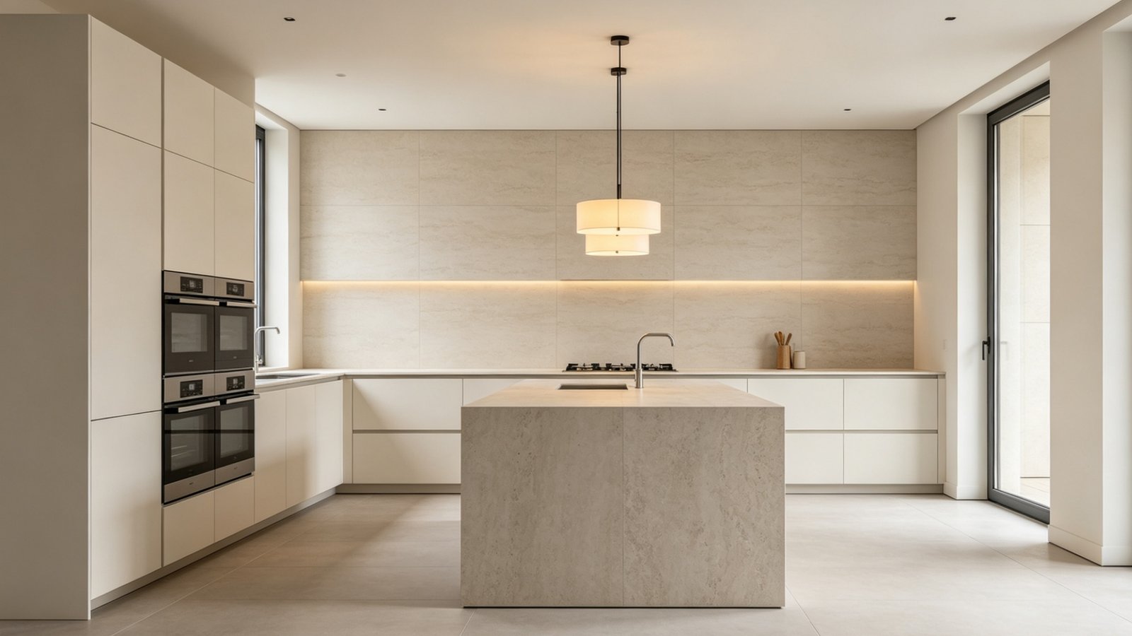 Anti-slip porcelain floor and wall tiles installed in a modern residential bathroom and kitchen