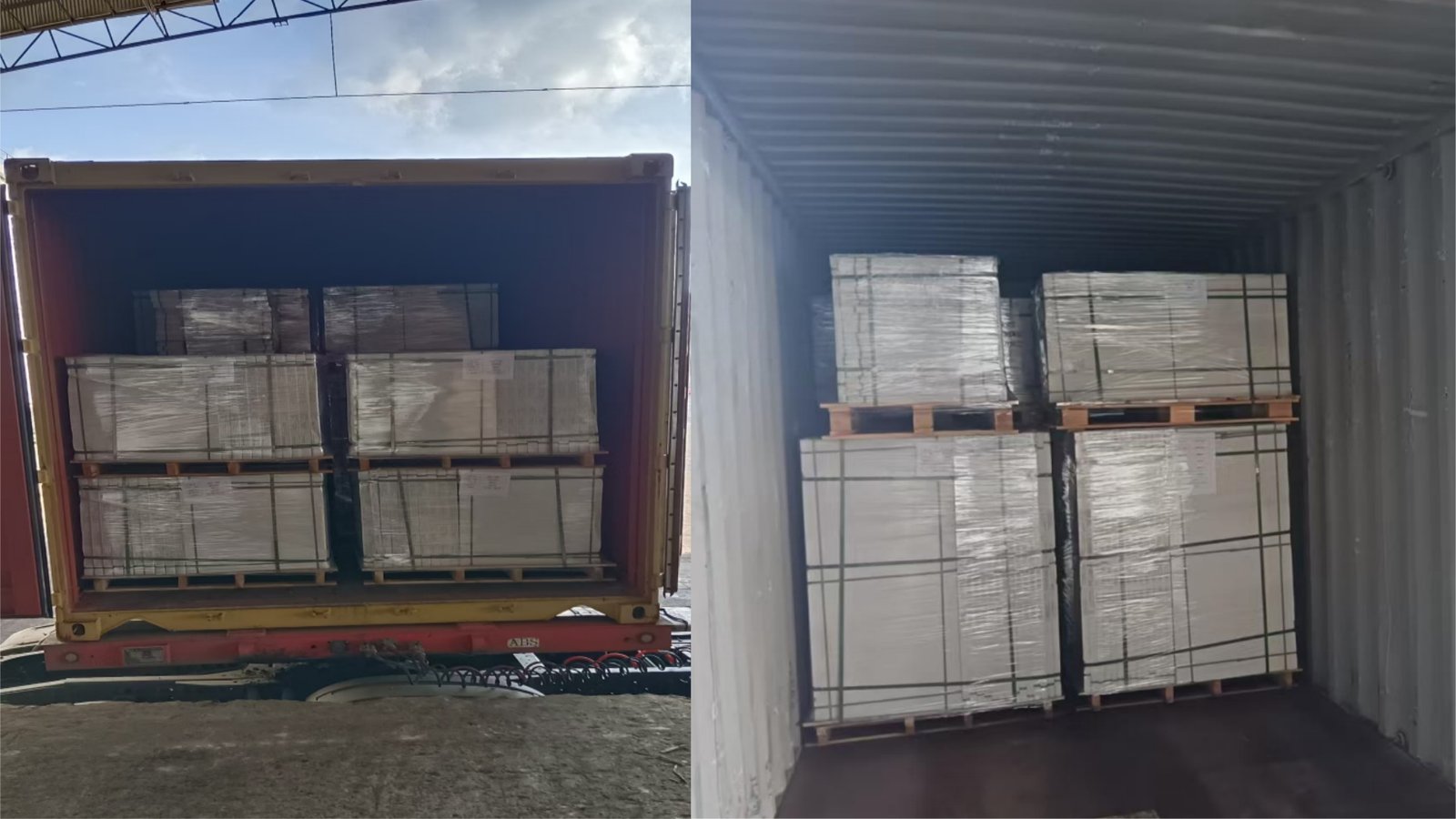 Secure ocean container loading and global port export infrastructure for porcelain tile shipments