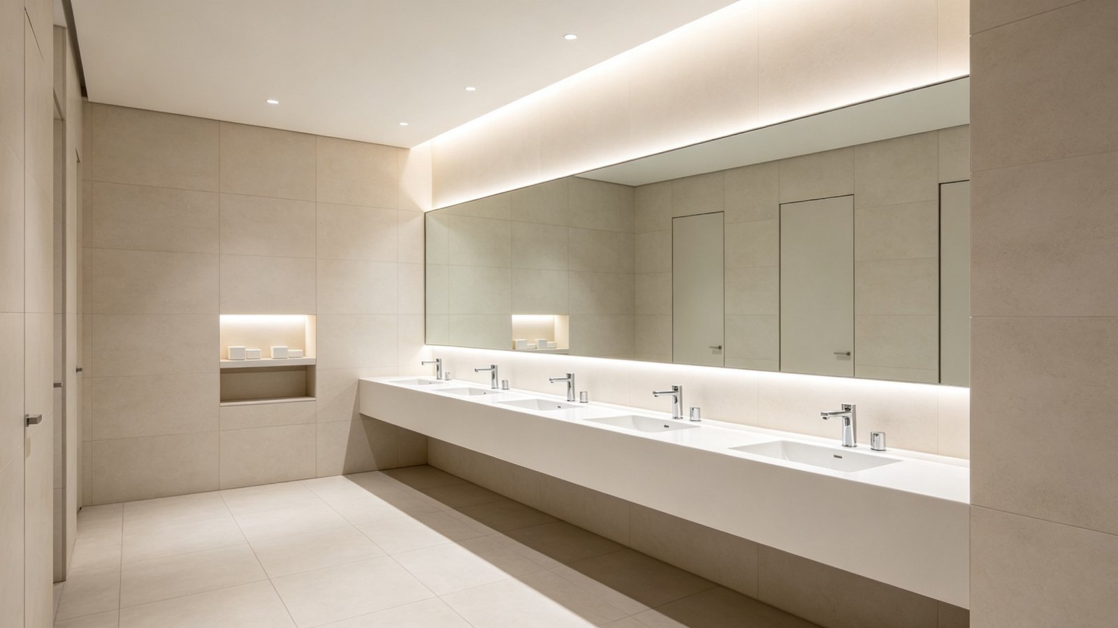 Bathroom wall porcelain tiles in modern wet room application