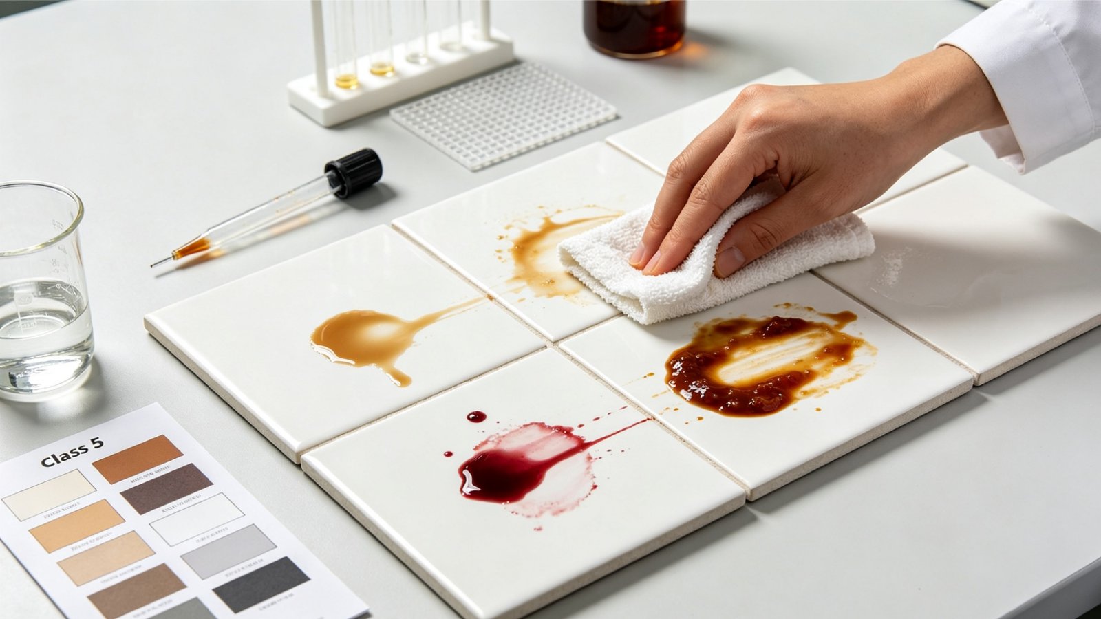 YASIQI stain resistant white porcelain tile quality inspection and laboratory testing