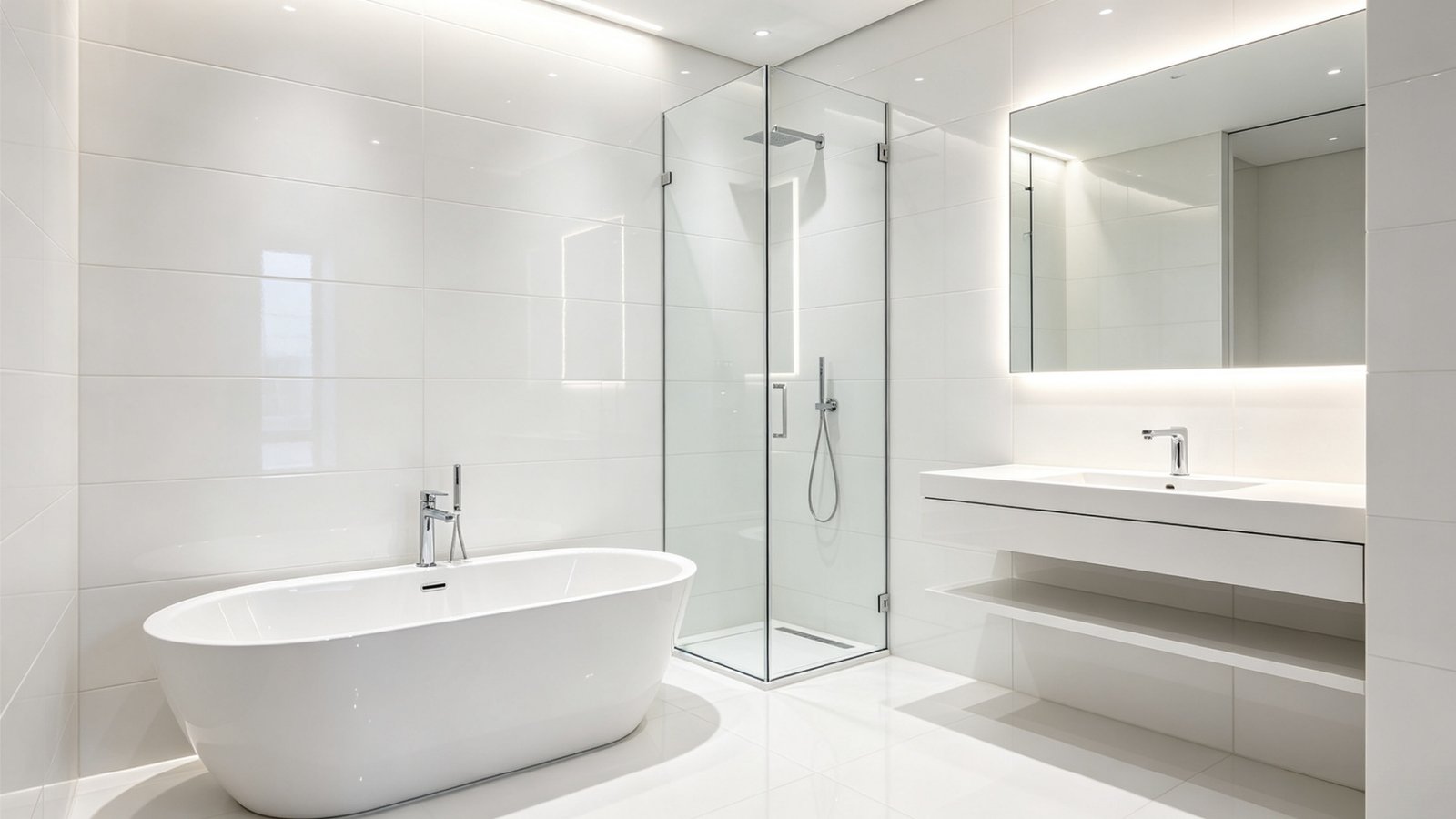 Glossy pure white porcelain tile surface texture