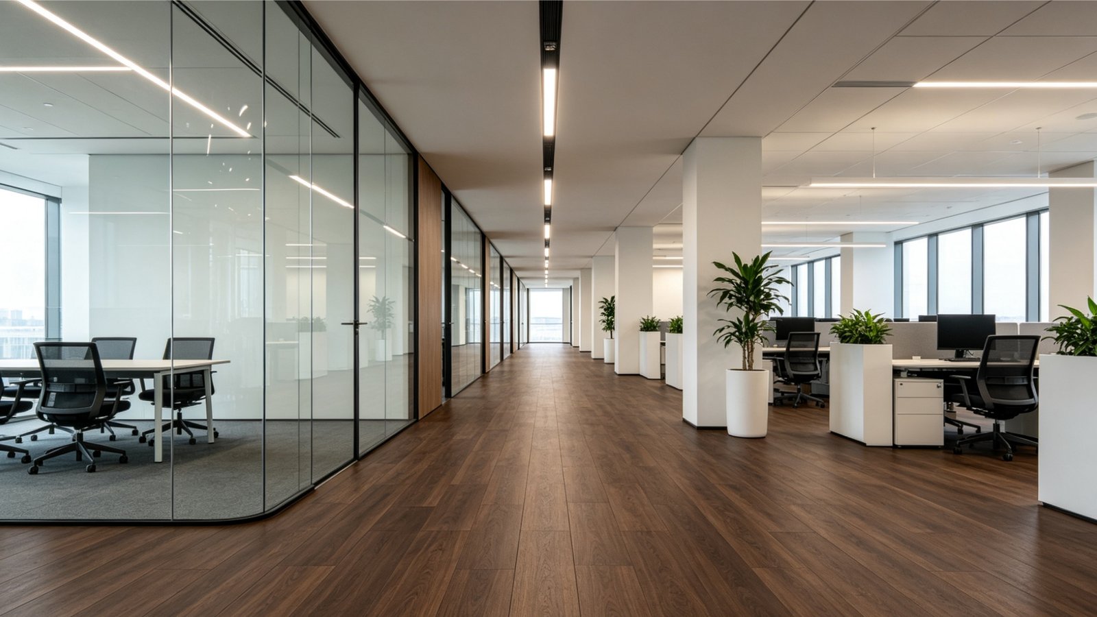 Commercial timber tile flooring specified for a high-traffic hotel lobby and reception space