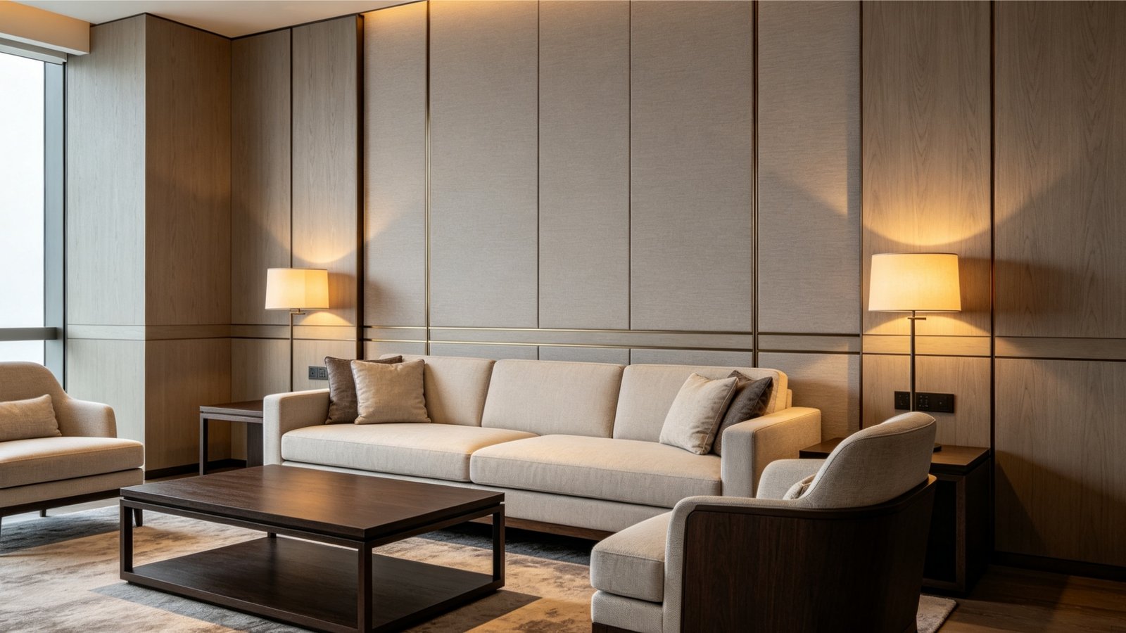 Hospitality Wall Panels with High Acoustic Performance in Luxury Hotel Lobby