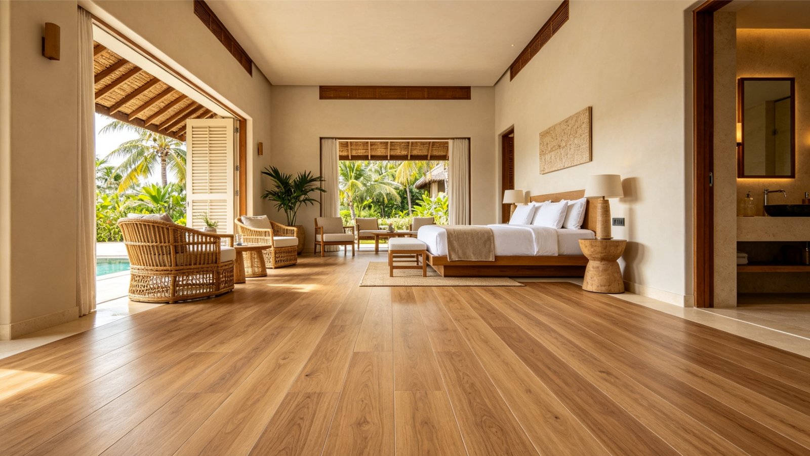 Wood-Look Porcelain Planks for Hotel Guest Rooms and Spas