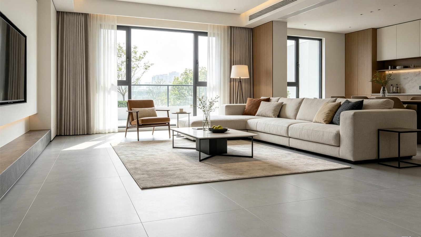 Residential porcelain tile maintenance in living rooms, kitchens, and bathrooms