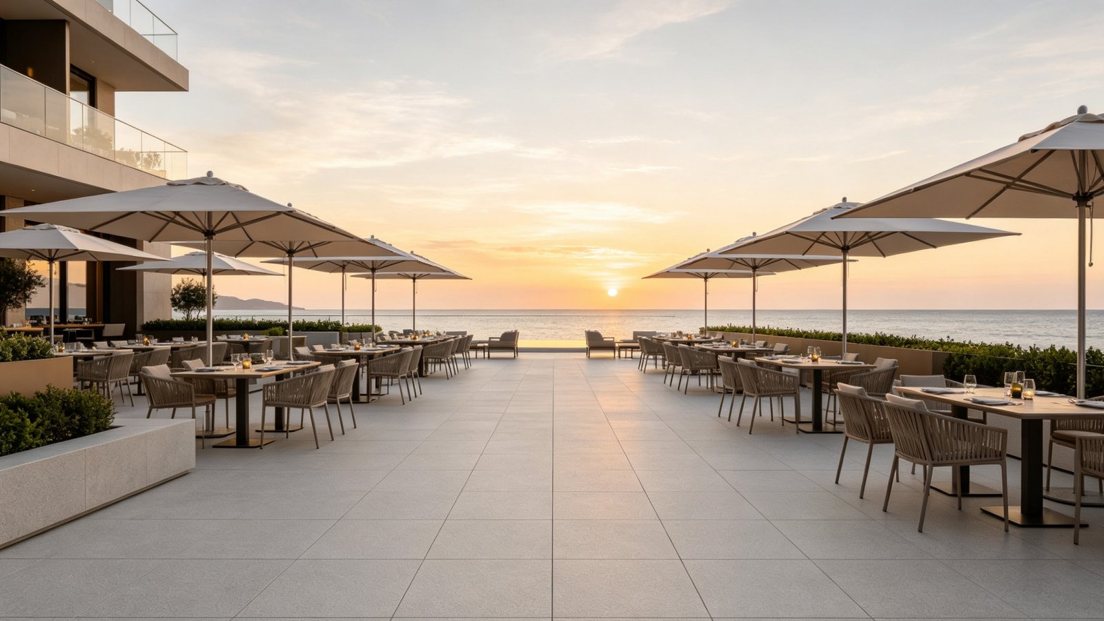 Terrace porcelain tiles installed on modern patio background