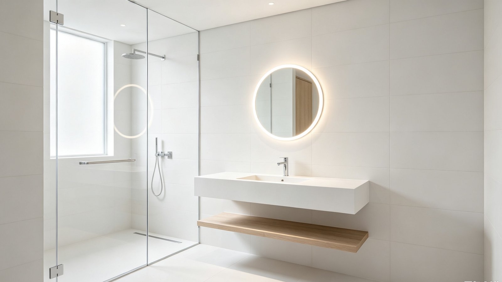 Minimalist Pure White modern solid tone shower tile