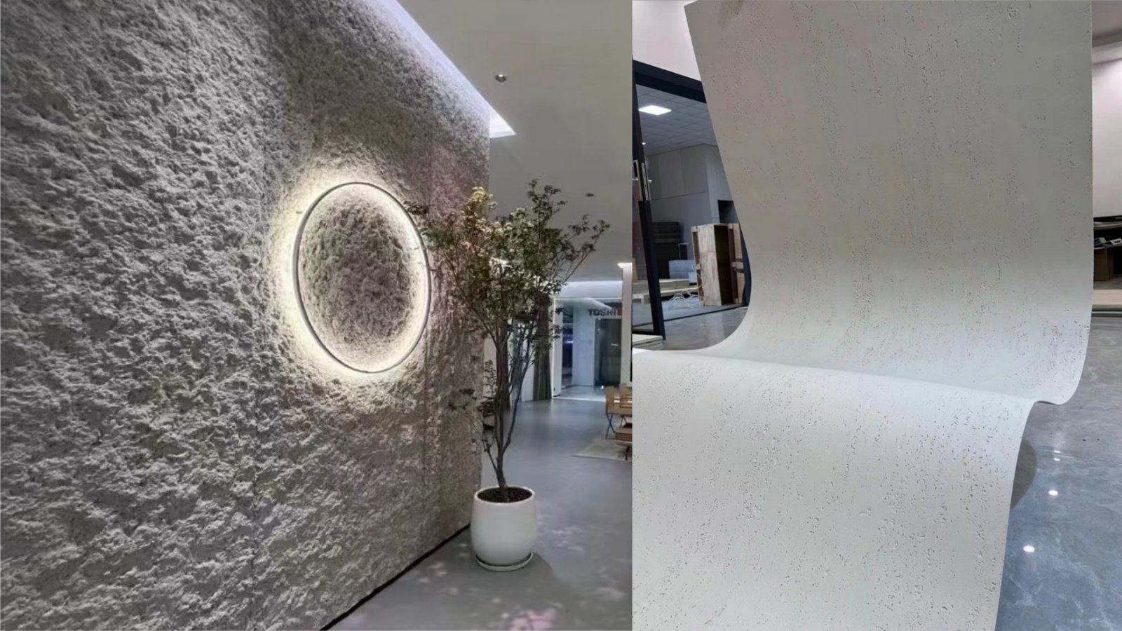 YASIQI lightweight ultra-thin flexible stone column wrap and curved architectural facade cladding